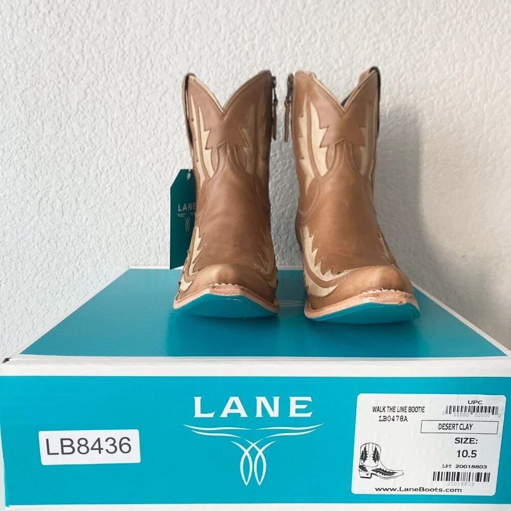 NEW Lane WALK THE LINE Womens Cowboy Bootie 10.5 Brown Cowgirl Short Ankle Boots - Picture 10 of 11